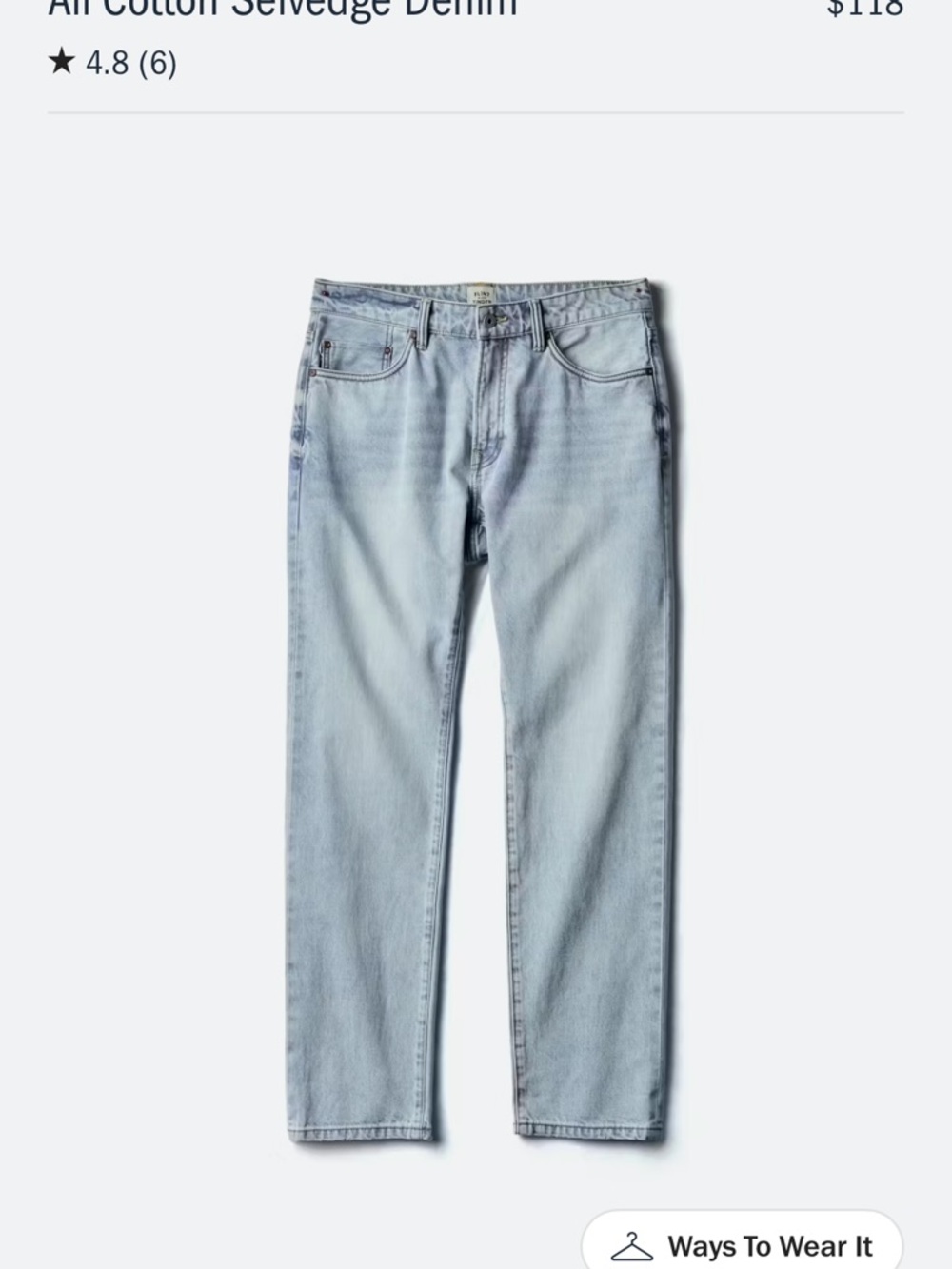 Huckberry Light Blue Slim Straight Jeans